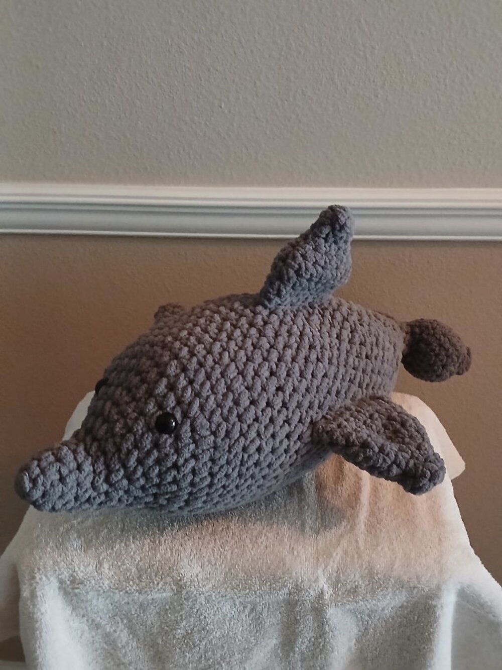 Gray Amigurumi Crocheted Dolphin Plush